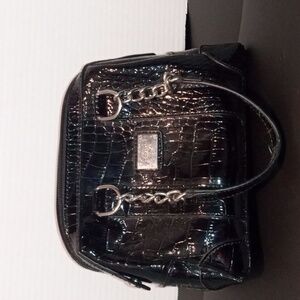 Liz Claiborne Black Croc-Embossed Satchel